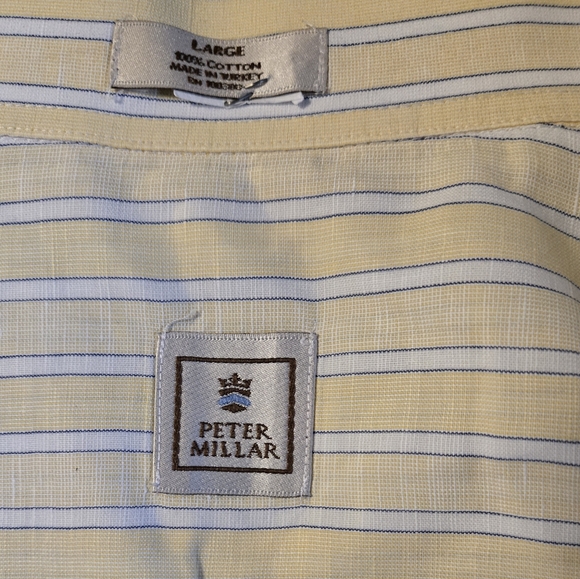 Peter Millar Men  Shirt Size Large Long Slevee 100% Cotton Botton Front - Picture 8 of 10